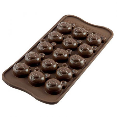 Forme Multicavitati Mici - Forma Silicon Praline Silikomart Porcusori 3.1 x 2.9 x H 1.5 cm, 6 ml, 15 cavitati (SCG35)