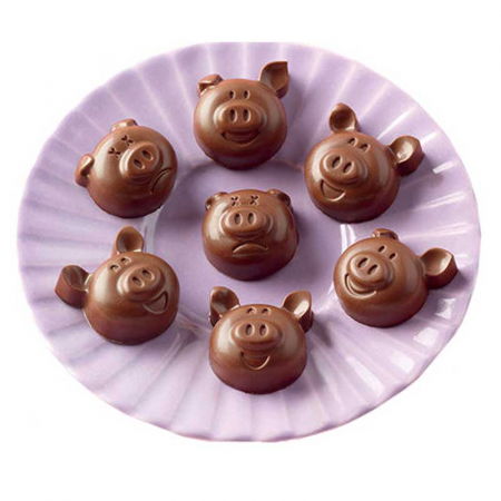 Forme Multicavitati Mici - Forma Silicon Praline Silikomart Porcusori 3.1 x 2.9 x H 1.5 cm, 6 ml, 15 cavitati (SCG35)