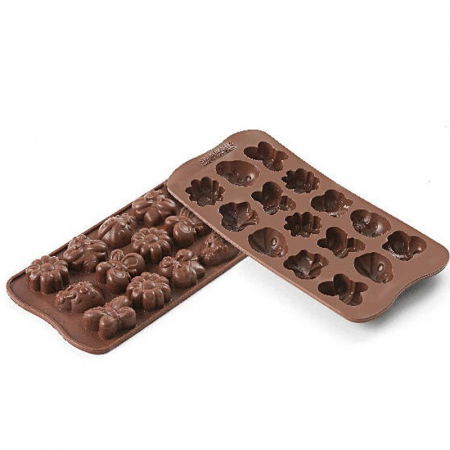 Forme Multicavitati Mici - Forma Silicon Praline Silikomart Primavara 3.6 x 2.6 x H 1.5 cm, 7.4 ml, 15 cavitati (SCG24)