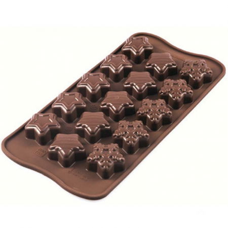 Forme Multicavitati Mici - Forma Silicon Praline Silikomart Stelute Ø 3 x H 1.5 cm, 5.6 ml, 15 cavitati (SCG45)