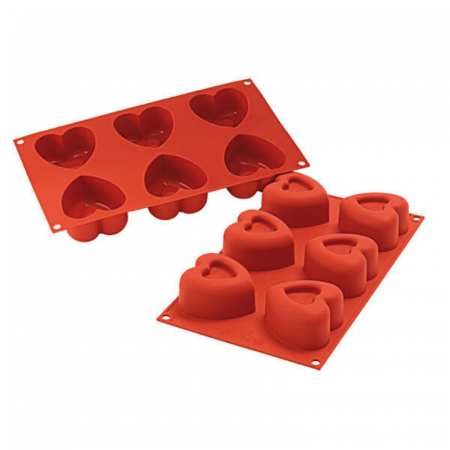 Forme 17.5x30cm Monoportii, Mignon - Forma Silicon Savarin Inima 7.2 x 7 x h 4 cm, 6 cavitati (SF124)