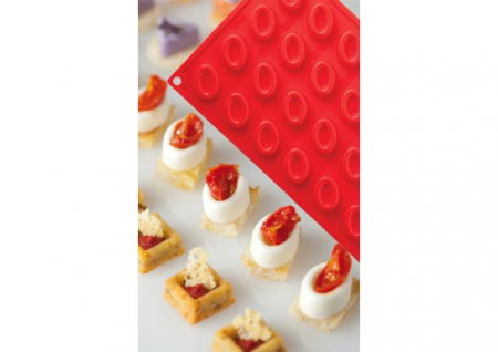 Forme de Silicon Cofetarie - Forma Silicon Savarin Oval Mignon Ø3.5xh1.35 cm, 28 cavitati