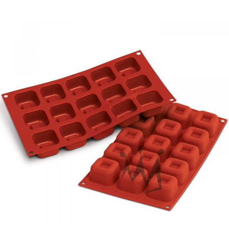 Forme de Silicon Cofetarie - Forma Silicon Savarin Patrat Mediu 4.8 x 4.8 x H 2.9 cm, 15 cavitati (SF081)