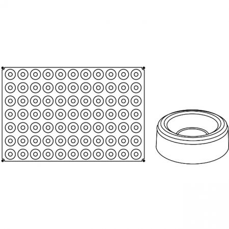 Forme 60x40cm Monoportii, Mignon - Forma Pavoflex 60x40 cm Savarin Rotund Ø4xh1.3 cm, 77 cavitati, 13 ml