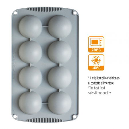 Forme de Silicon Cofetarie - Forma Silicon Semisfera Ø 6 x H 3 cm, 8 cavitati