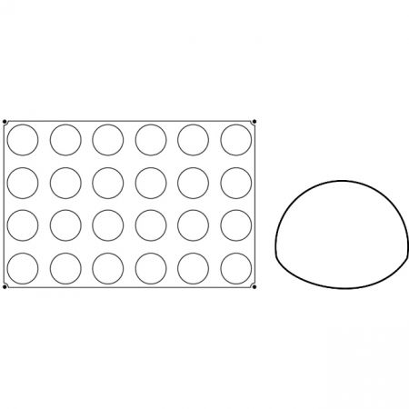 Forme 60x40cm Monoportii, Mignon - Forma Pavoflex 60x40 cm Semisfere Ø7xh4 cm, 24 cavitati, 120 ml