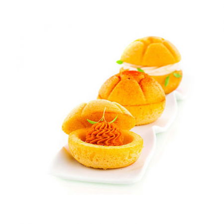 Forme Silicon pentru Decor si Plating - Forma Silicon Silikomart NaturaE Michetta Ø 6.4 x H 1.75 cm, 44.5+47.5 ml, 4+4 cavitati