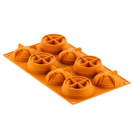 Forme Silicon pentru Decor si Plating - Forma Silicon Silikomart NaturaE Michetta Ø 6.4 x H 1.75 cm, 44.5+47.5 ml, 4+4 cavitati