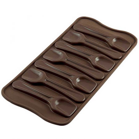 Forme Multicavitati Mici - Forma Silicon Snack Silikomart Lingurite 9.6 x 2.6 x H 1.6 cm, 6.15 ml, 7 cavitati (SCG28)