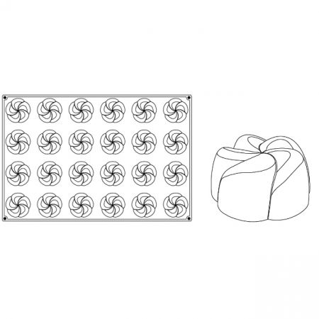 Forme 60x40cm Monoportii, Mignon - Forma Pavoflex 60x40 cm Spirala Ø7.5xh3.8 cm, 24 cavitati, 130 ml