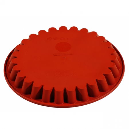 Forme Clasice Torturi, Cozonaci, Tarte - Forma Silicon Tarta / Blat margine dantelata Ø26xH3 cm, caramiziu