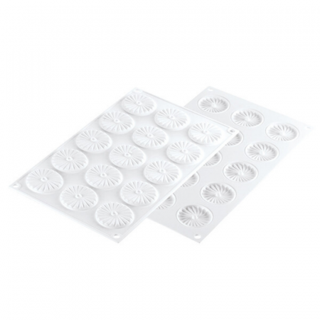 Forme de Silicon Cofetarie - Forma Silicon TOP / Insertie Plisse Ø 4.5 x H0.64 cm, 15 cavitati (PLISSÉ 7)