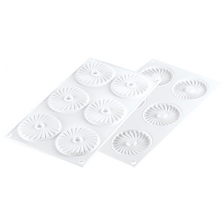 Forme de Silicon Cofetarie - Forma Silicon TOP / Insertie Plisse Ø 7.5 x H 0.7 cm, 6 cavitati (PLISSÉ 23)
