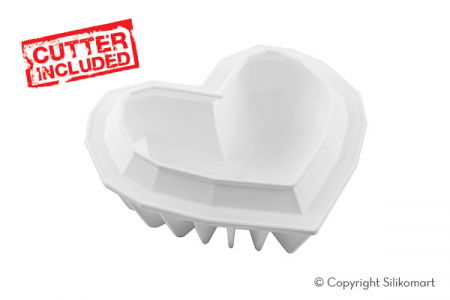 Forme de Silicon Cofetarie - Forma Silicon Tort Inima 3D Amore Origami 15 x 13.5 x H 5.5 cm