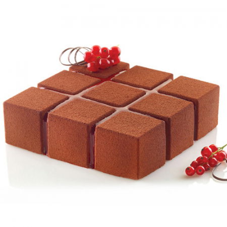 Forme de Silicon Cofetarie - Forma Silicon Tort 3D Cubik 1400, 17.2 cm x 17.2 cm x 5 cm