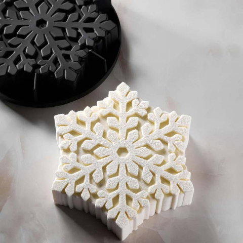 Forme de Silicon Cofetarie - Forma Silicon Tort 3D Fulg de Nea Ø 20.8 x H 4.7 cm, 1100 ml