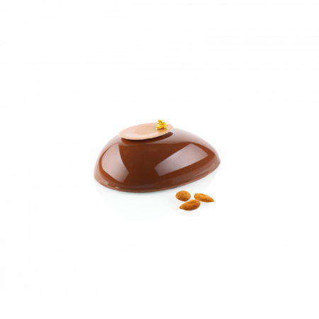 Forme de Silicon Cofetarie - Forma Silicon Tort 3D Jumatate de Ou, 14.5 x 10.2 x H 4.6 cm, 2 cavitati, 385 ml