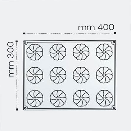 Forme 30x40cm Monoportii, Mignon - Forma Silicon Twister, Monoportii Ø 6.6 x h 3.5 cm, 88 ml, 12 cavitati