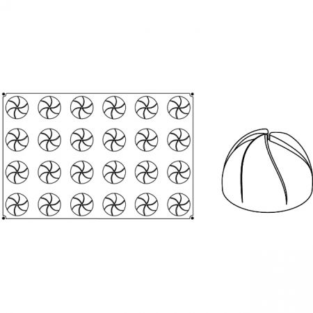 Forme de Silicon Cofetarie - Forma Pavoflex 60x40 cm Vartej Ø7xh4.4 cm, 24 cavitati, 110 ml