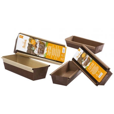 Accesorii Tort, Candy Bar, Bufet - Forme Coacere Chec/Cozonac 20xH4.5 cm - 300 g, Carton Termorezistent, Set 5 Buc