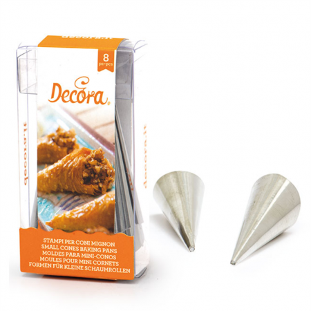 Forme Rulouri, Cannoli - Forme Conice Inox coacere Conuri Mignon Ø 2.5 x 8 cm, Set 8 Buc