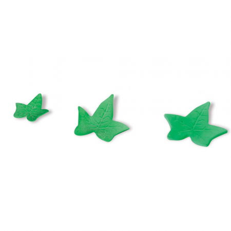 Ustensile Decor Pasta de Zahar - Frunze Iedera - Decupatoare Plastic cu Extractor Ø 4.5, 5 si 5.5 cm, Set 3 Buc