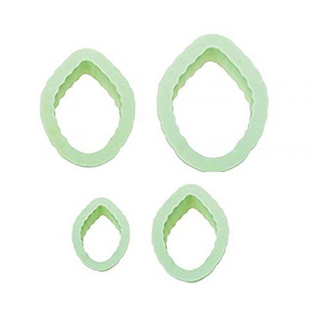Ustensile Decorare Tort - Frunza Ascutita cu Margini Zimtate - Decupatoare Plastic Ø 3.5 - 7 cm, Set 4 Buc