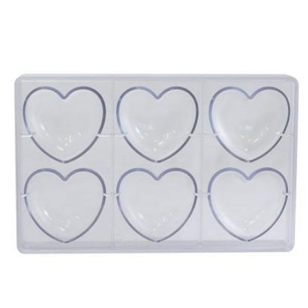 Matrite Tablete, Batoane, Snack Ciocolata - Snack Ciocolata 7.5 x 7 x H 2.2 cm - Matrita Policarbonat Inima, 6 cavitati