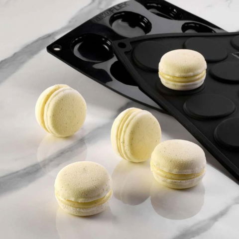 Forme de Silicon Cofetarie - Kit Forma de Silicon Macarons 2 x 18 cavitati, Ø 4 x H 2.5 cm, 30 ml