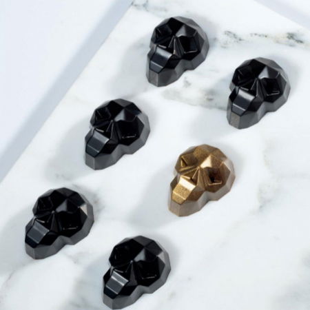 Matrite Praline 27.5x17.5cm Policarbonat - Matrita Policarbonat 20 Praline Ciocolata Craniu, 3.7 x 2.8 x h 1.8 cm, 27.5x17.5 cm, 10 g