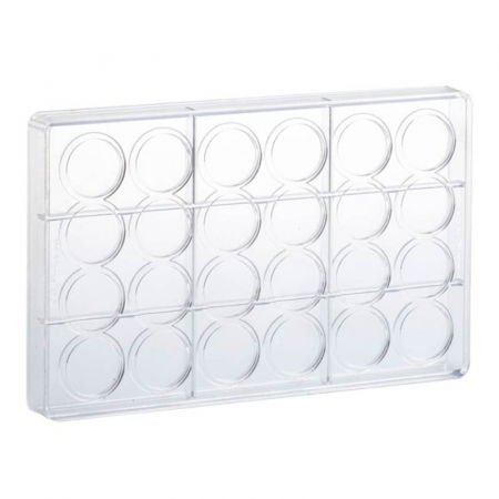 Oferta Cantitate - Matrita Policarbonat 24 Praline Ciocolata Model Deco Cerc Ø 3.3 x H 0.4 cm, 27.5x17.5 cm, 4 g