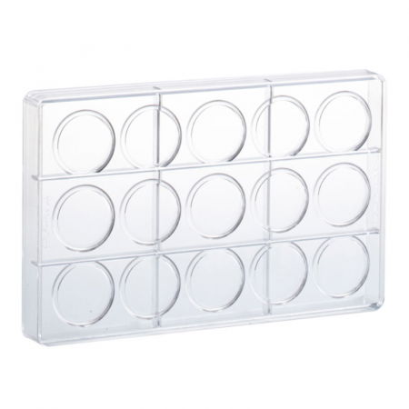 Oferta Cantitate - Matrita Policarbonat 24 Praline Ciocolata Model Deco Cerc Ø 4 x H 0.4 cm, 27.5x17.5 cm, 5.5 g