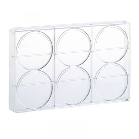 Ciocolaterie - Matrite, Ustensile - Matrita Policarbonat 24 Praline Ciocolata Model Deco Cerc Ø 7.5 x H 0.5 cm, 27.5x17.5 cm, 25 gr