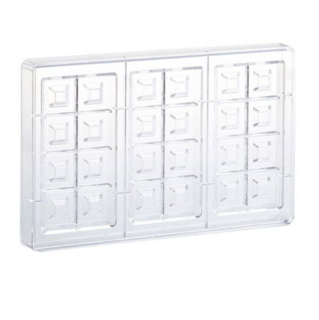 Ciocolaterie - Matrite, Ustensile - Matrita Policarbonat 3 Tablete Ciocolata Block 100 g, 27.5x17.5 cm
