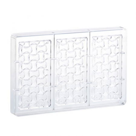 Ciocolaterie - Matrite, Ustensile - Matrita Policarbonat 3 Tablete Ciocolata Weave 100 g, 27.5x17.5 cm