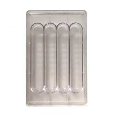 Ciocolaterie - Matrite, Ustensile - Matrita Policarbonat 4 Batoane Ciocolata Curvy, 17.5 x 27.5 x H 2.65 cm, 150 gr