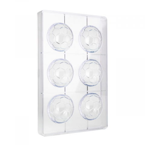 Matrite Praline Ciocolata - Matrita Policarbonat 6 Praline Minge Fotbal, Ø 6 x H 3 cm, 22 gr