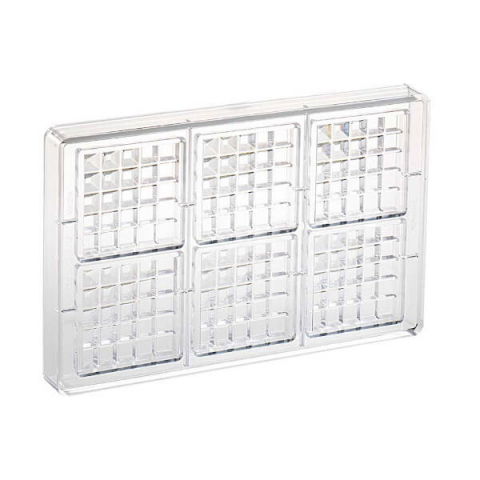 Matrite Tablete, Batoane, Snack Ciocolata - Matrita Policarbonat 6 Tablete de Ciocolata "Square" cu Motive Geometrice, 27.5 x 17.5 cm