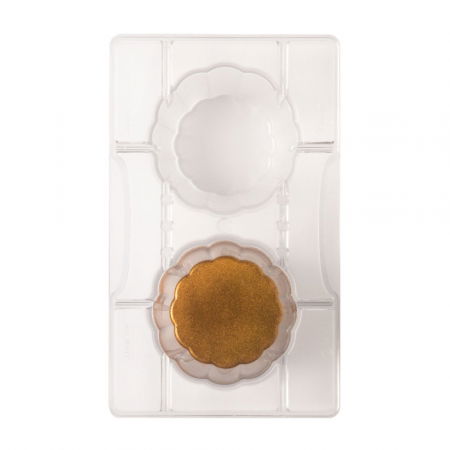 Ciocolaterie - Matrite, Ustensile - Matrita Policarbonat Ciocolata Cosulet Festonat Ø 7.5 x H 5 cm, 2 Cavitati, 20x12xH2cm