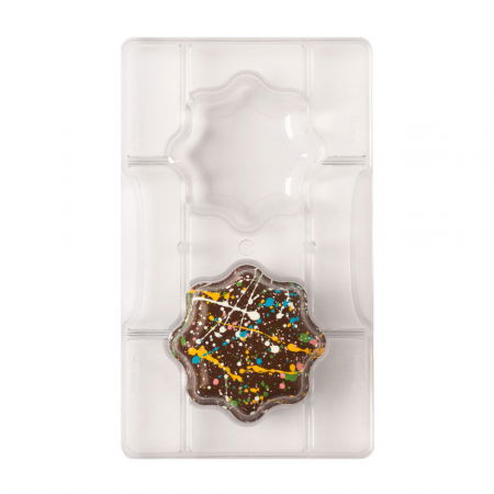 Ciocolaterie - Matrite, Ustensile - Matrita Policarbonat Ciocolata Cosulet Floare Mare Ø 7.5 x H 2.5 cm, 2 Cavitati, 20x12xH2cm