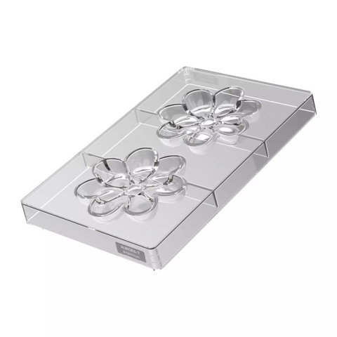 Ciocolaterie - Matrite, Ustensile - Matrita Policarbonat Floare Aurora, Ø 11 x H 1.7 cm, 17.5 x 27.5 cm, 2 cavitati (CH049), 85 ml