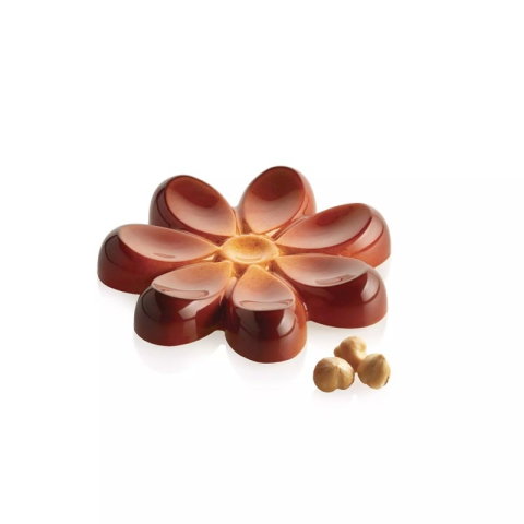 Ciocolaterie - Matrite, Ustensile - Matrita Policarbonat Floare Aurora, Ø 11 x H 1.7 cm, 17.5 x 27.5 cm, 2 cavitati (CH049), 85 ml