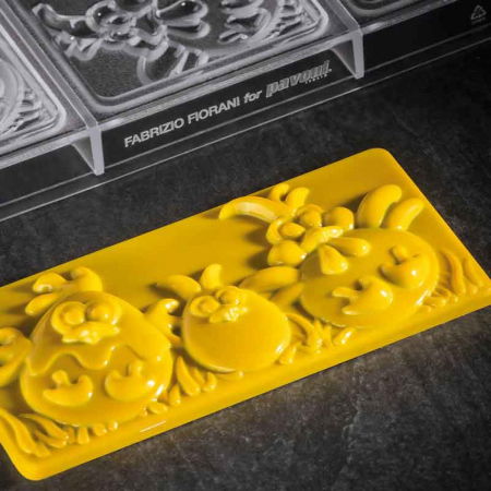 Ciocolaterie - Matrite, Ustensile - Matrita Policarbonat Gama Choco Bar Fiorani Prienteni de Paste - 3 Tablete, 15.4 x 7.2 x H 1.5, 100 g