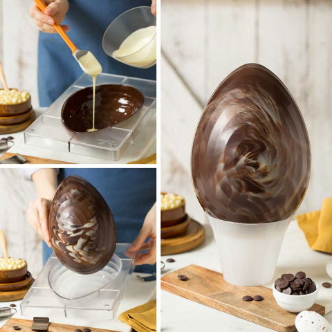 Matrite Oua Ciocolata - Matrita Policarbonat Ou Ciocolata In Dungi 250 gr, 1 Cavitate 20 x 13.5 x H 7.5 cm