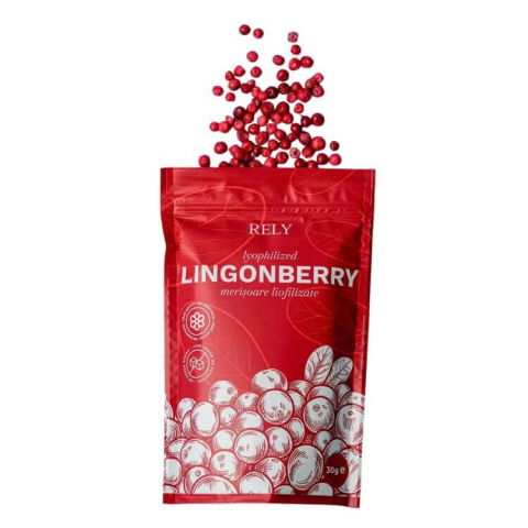 Flori, Fructe deshidratate, Liofilizate - Merisoare Liofilizate Intregi Rely 30g – fructe naturale, crocante si acrisor-dulci
