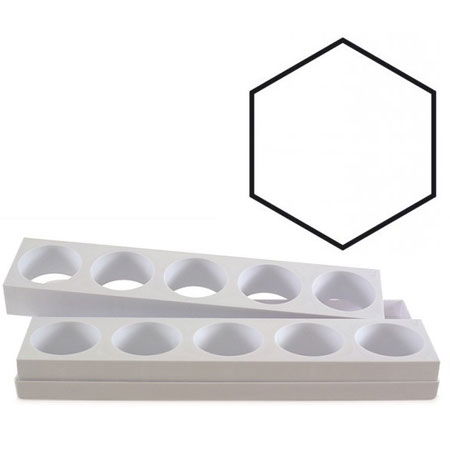 Seturi Formare Monoportii si Mignon - Monoportii Hexagonale Ø 6.5 x H 4 cm - Set 2 Matrite Formare 10 Produse, Tava 40 x 17 cm