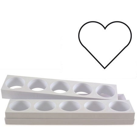 Seturi Formare Monoportii si Mignon - Monoportii Inima 8 x 6 x H 4 cm - Set 2 Matrite Formare 10 Produse, Tava 40 x 17 cm