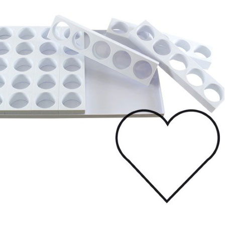 Seturi Formare Monoportii si Mignon - Monoportii Inima 8 x 6 x H 4 cm - Set 7 Matrite Formare 35 Produse, Tava 60 x 40 cm