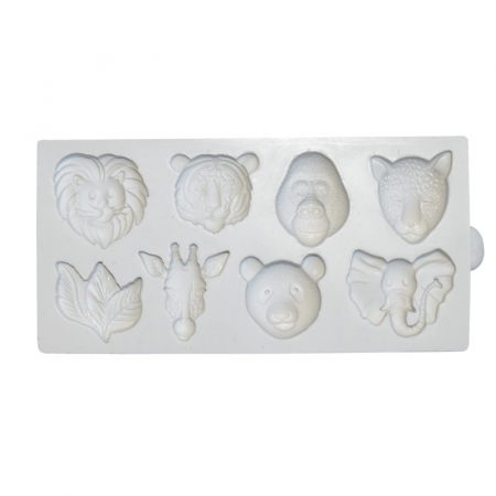 Ustensile Decorare Tort - Mulaj Silicon Cap Animale, 8 Subiecte Ø 2.5 cm