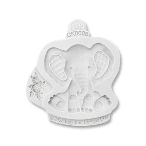 Ustensile Decorare Tort - Mulaj Silicon Baby Jungle Elefant si Floricica, 2 Subiecte Ø 1.6 si 7 cm